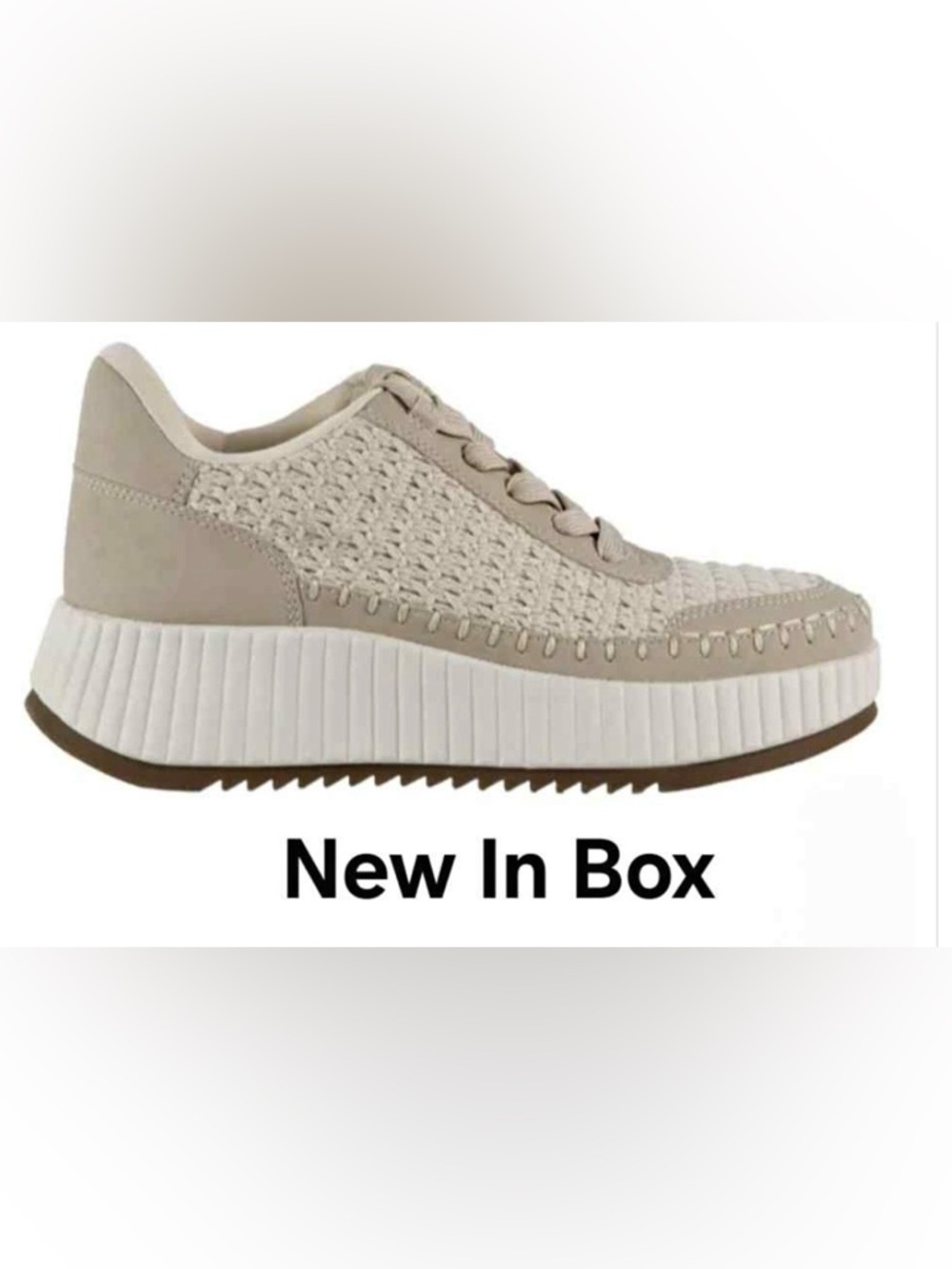 Dolce Vita Beige Woven Platform Sneakers